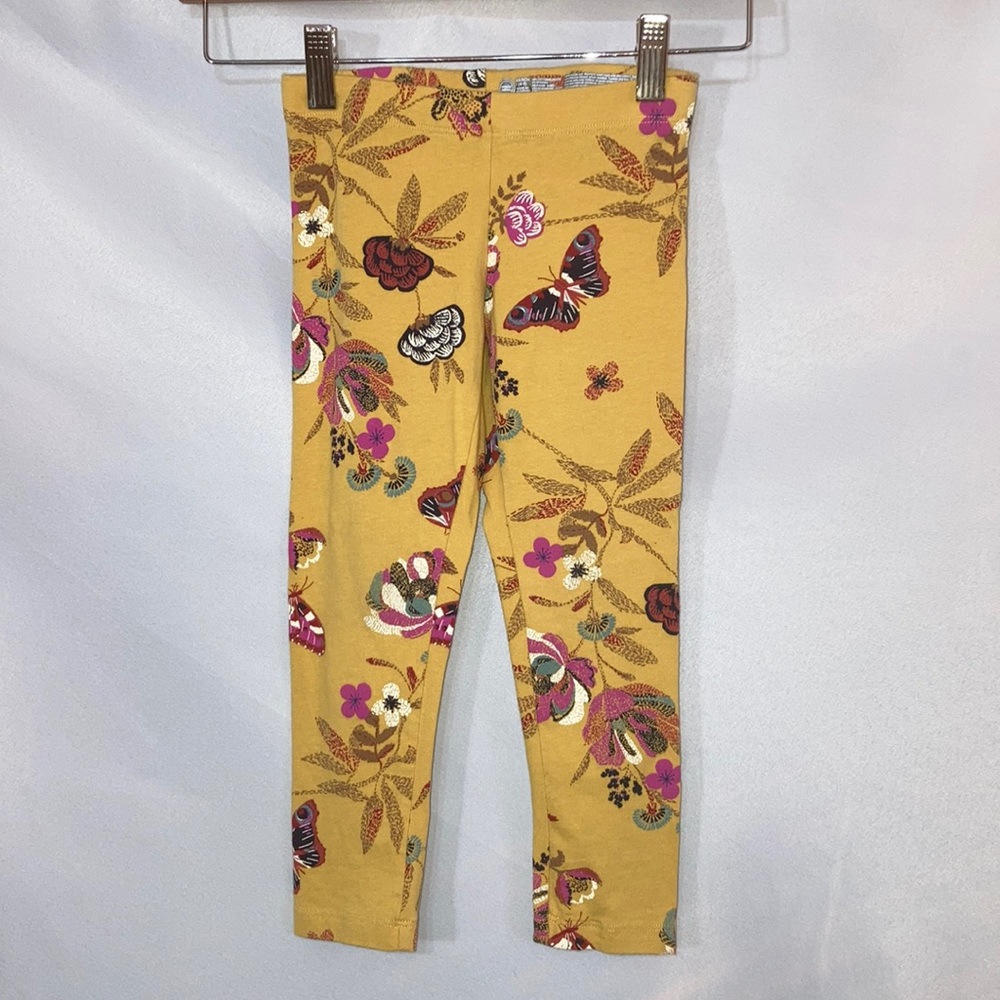 Wonderkids Butterfly Floral Mustard Leggings XS 4